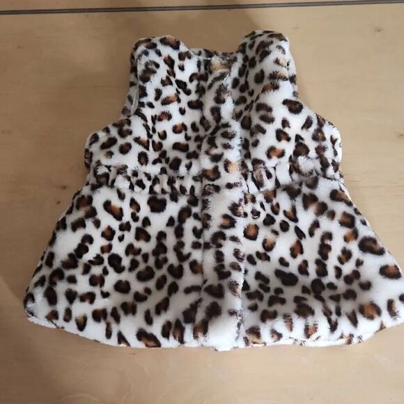 Little me faux fur animal print vest little girl's size 4t - Picture 1 of 4